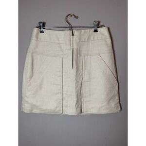 Ann Taylor Petite beige linen pocket skirt size 4